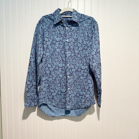 Boden Other - Boden Mens Blue Floral Cotton Button Up Shirt Size Small